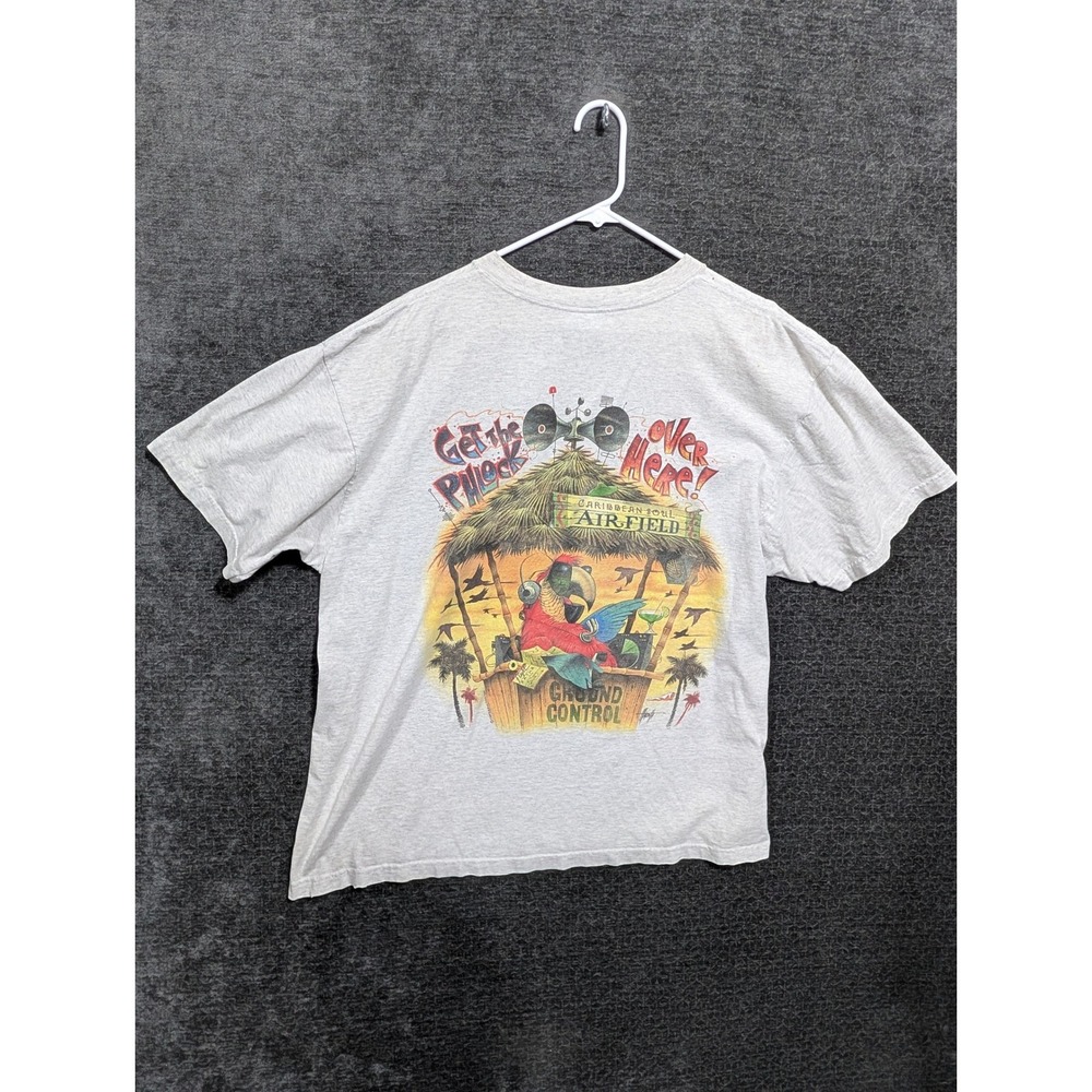 Caribbean Soul Mens Gray Ground Control Parrot Graphic T-Shirt XXL 2111